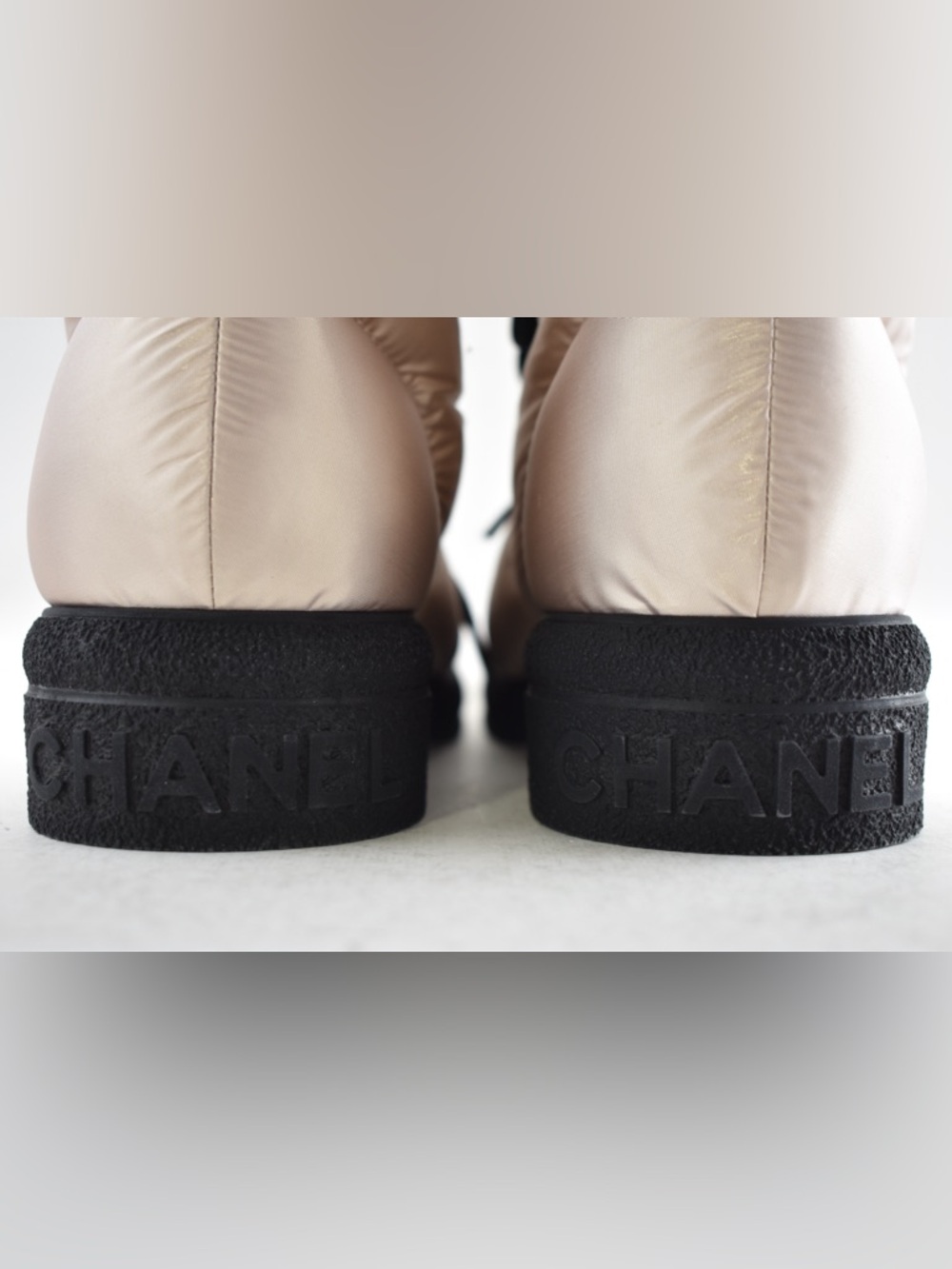 Chanel 18B Coco Neige Pink Black CC Logo Snow Winter Lace Up Tie Combat Boots 37 - Picture 14 of 16